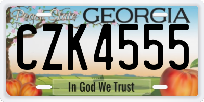 GA license plate CZK4555