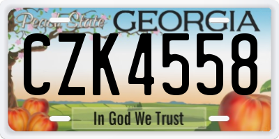 GA license plate CZK4558