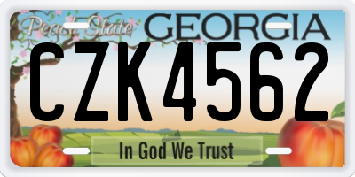 GA license plate CZK4562