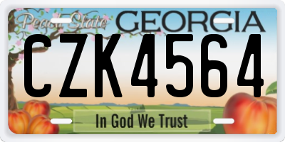 GA license plate CZK4564