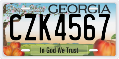 GA license plate CZK4567