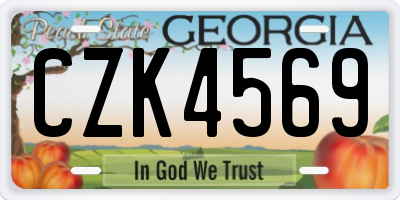 GA license plate CZK4569