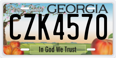 GA license plate CZK4570