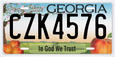 GA license plate CZK4576