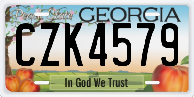 GA license plate CZK4579