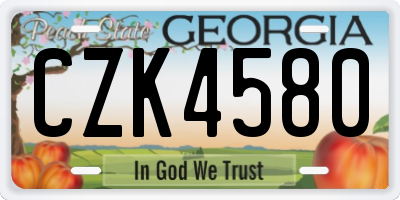 GA license plate CZK4580