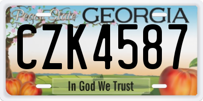 GA license plate CZK4587