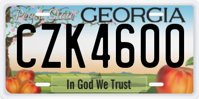 GA license plate CZK4600