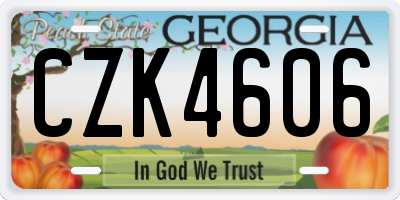 GA license plate CZK4606