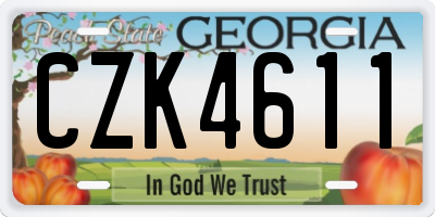 GA license plate CZK4611