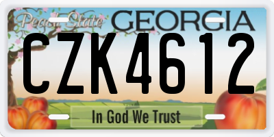 GA license plate CZK4612