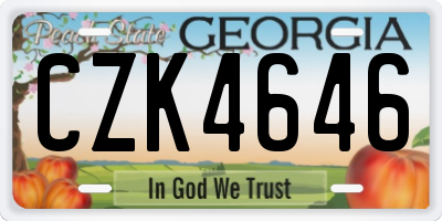 GA license plate CZK4646