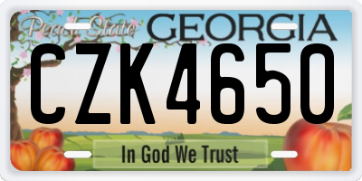 GA license plate CZK4650