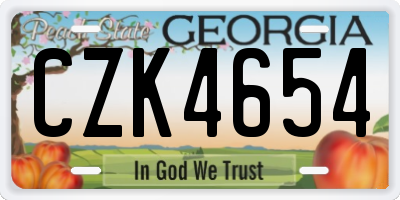 GA license plate CZK4654