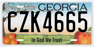 GA license plate CZK4665