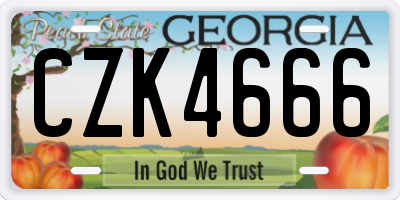 GA license plate CZK4666