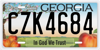 GA license plate CZK4684
