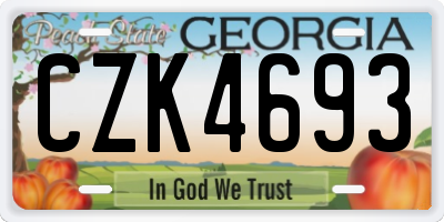 GA license plate CZK4693