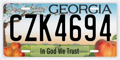 GA license plate CZK4694