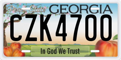 GA license plate CZK4700