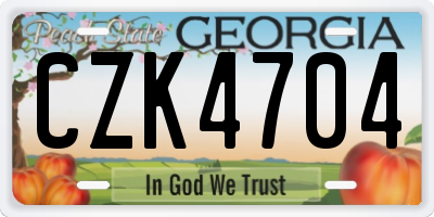 GA license plate CZK4704