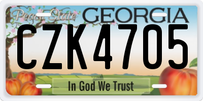 GA license plate CZK4705