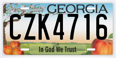 GA license plate CZK4716