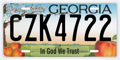 GA license plate CZK4722