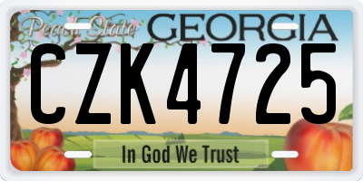 GA license plate CZK4725