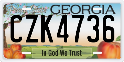 GA license plate CZK4736