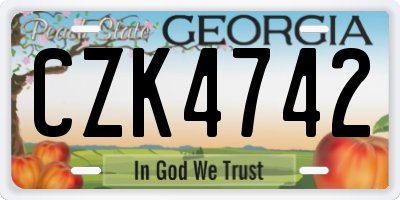 GA license plate CZK4742
