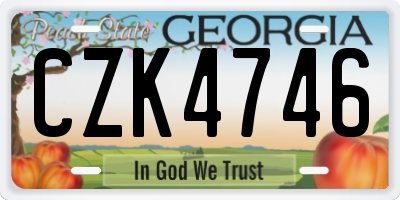 GA license plate CZK4746