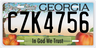 GA license plate CZK4756