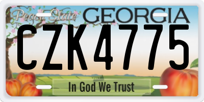 GA license plate CZK4775