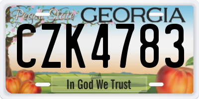 GA license plate CZK4783