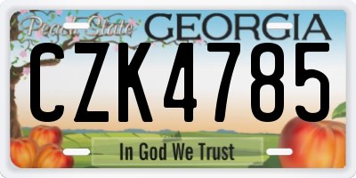 GA license plate CZK4785