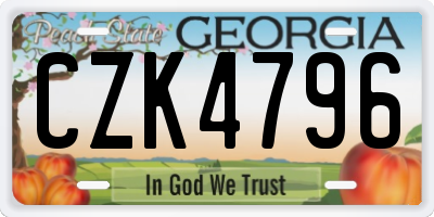 GA license plate CZK4796