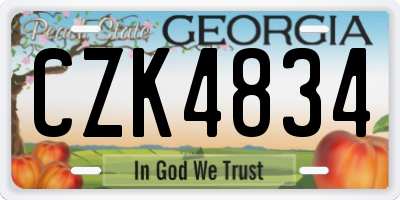 GA license plate CZK4834