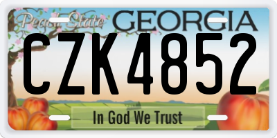 GA license plate CZK4852