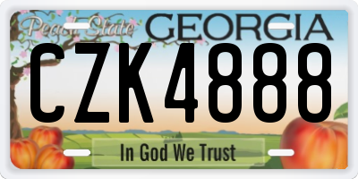 GA license plate CZK4888