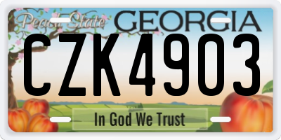GA license plate CZK4903
