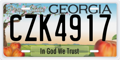 GA license plate CZK4917