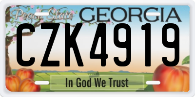 GA license plate CZK4919