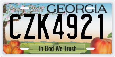 GA license plate CZK4921