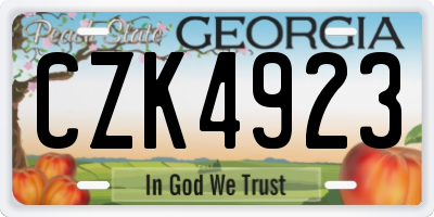 GA license plate CZK4923