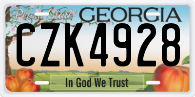 GA license plate CZK4928