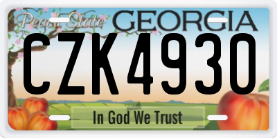 GA license plate CZK4930