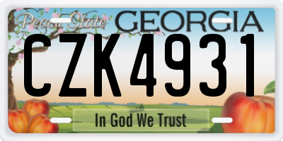 GA license plate CZK4931