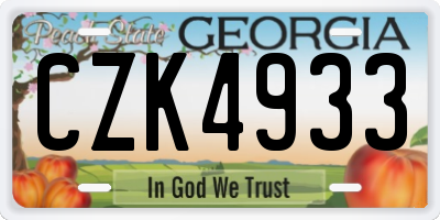 GA license plate CZK4933