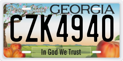 GA license plate CZK4940